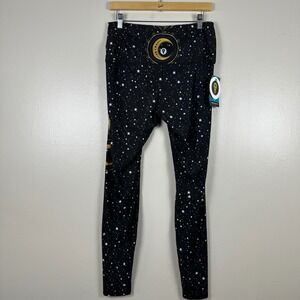 Yoga Democracy Women's XL Leggings Black Celestial Star Print Moon Phase USA